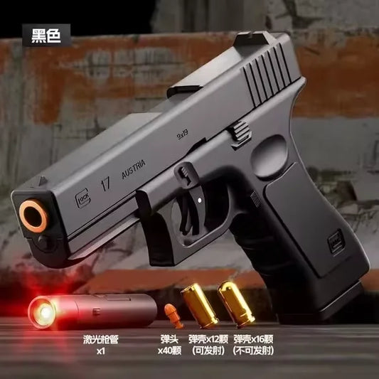 Laser Version Dual-mode Shell Ejecting G17 Automatic Shooting Gun Soft Bullet Pistol Toy Gun CS Outdoor Weapons for Kids