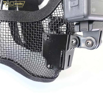 AQzxdc Airsoft Steel Mesh Mask Bracket, Skull Tactical Half Face Masks for War CS Game First person perspective shooting Record