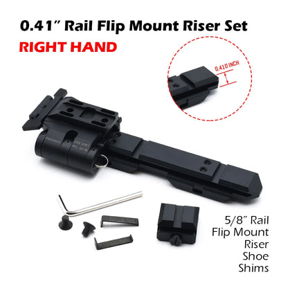 CNC Metal Flip Mount Riser System Side Flip Mount Sets 0.41" 5/8" for G33 G43 3X Magnifier and Exps3 Holographic Sight