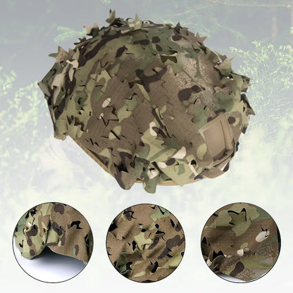 Tactical 3D Camo Leaf Shape Airsoft Helmet Cover Mesh Helmet Cloth Paintball Paratrooper Hunting Airsoft Helmet Accessories