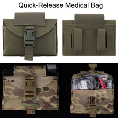 AQzxdc Airsoft Belt with Molle Waist Bag Set, Tactical Belt with 5.56/9mm Pouch, Medical Pouch, Folding Pouch