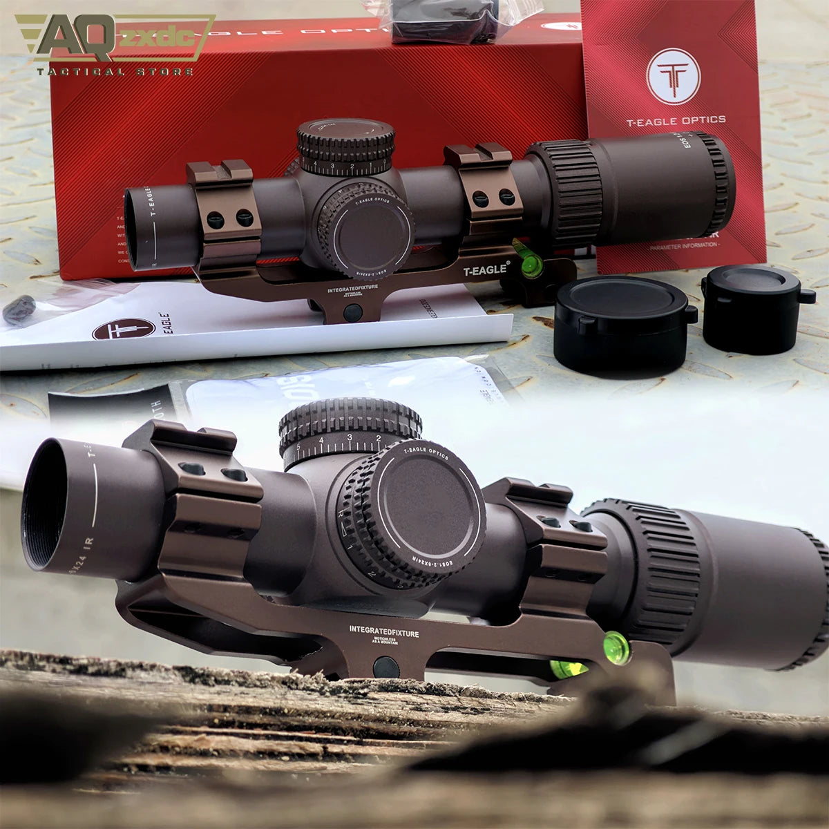 AQzxdc EOS 1.2-6X24 IR-TAN Brown Illumination Scope Clear Imaging Hunting Wide Angle Teagle Optics Hunting Scopes & Accessories