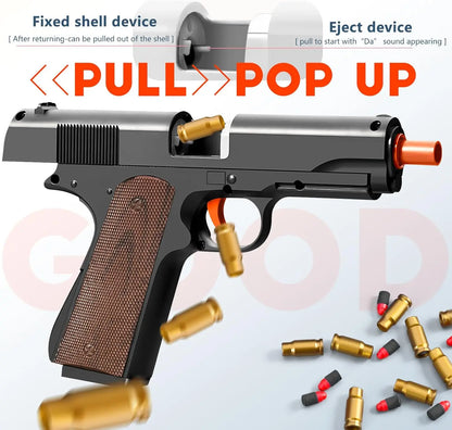 Black Toy Gun M1911 Shell Ejecting Pistol G17 Airsoft Empty Hanging Soft Bullet CS Weapon for Boys Gift