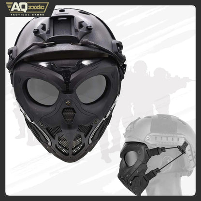Tactical Protective Airsoft Mask Full Face Mask Dual Mode Wearing Design Adjustable Strap for Airsoft Paintball Game Movie Props