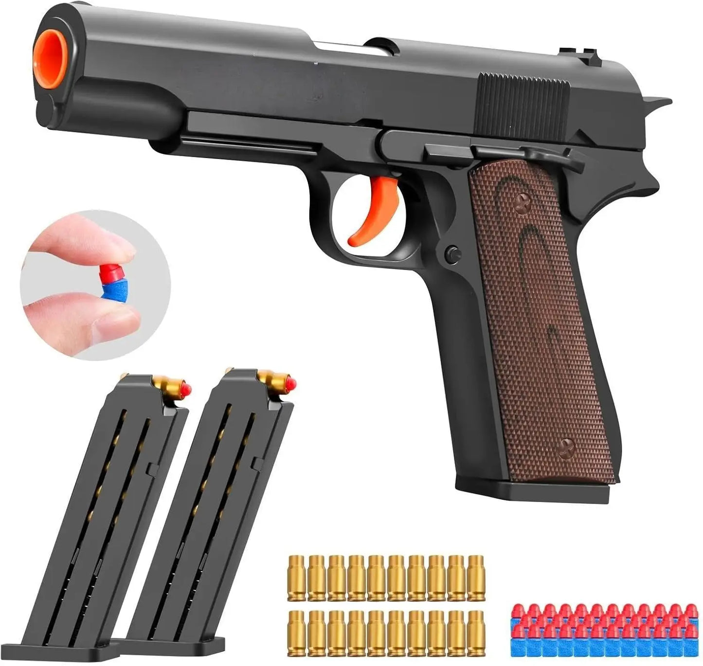Black Toy Gun M1911 Shell Ejecting Pistol G17 Airsoft Empty Hanging Soft Bullet CS Weapon for Boys Gift