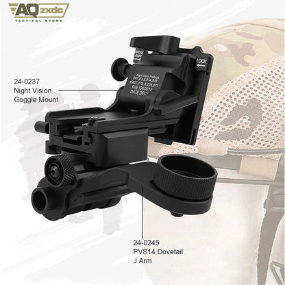AQzxdc Tactical PVS 14 J Arm Night Vision Goggles NVG Mount Metal Helmet Mount Rhino Mount Compatible with All Models of PVS14