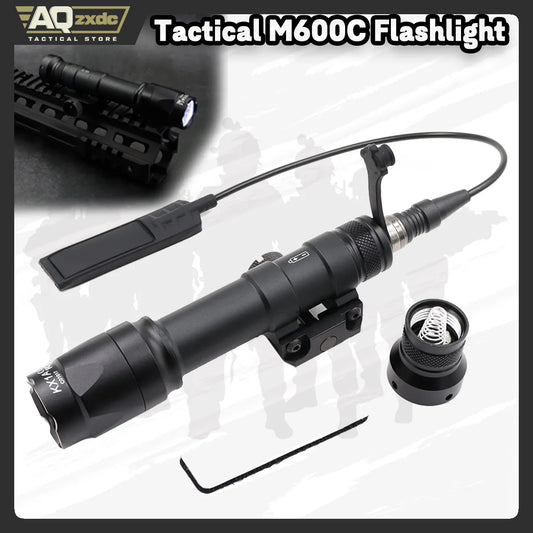 AQzxdc TacticalM600C Light LED Whitelight with Strobe Weapon Rifle Light, with Remote Pressure Switch Tactical Light 400 Lumens