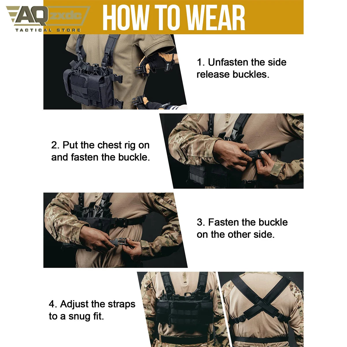 AQzxdc Tactical Chest Rig, MOLLE Chest Rigs Tactical Chest Rig Dangler Pouch Utility Admin Pouch IFAK Medical Organize