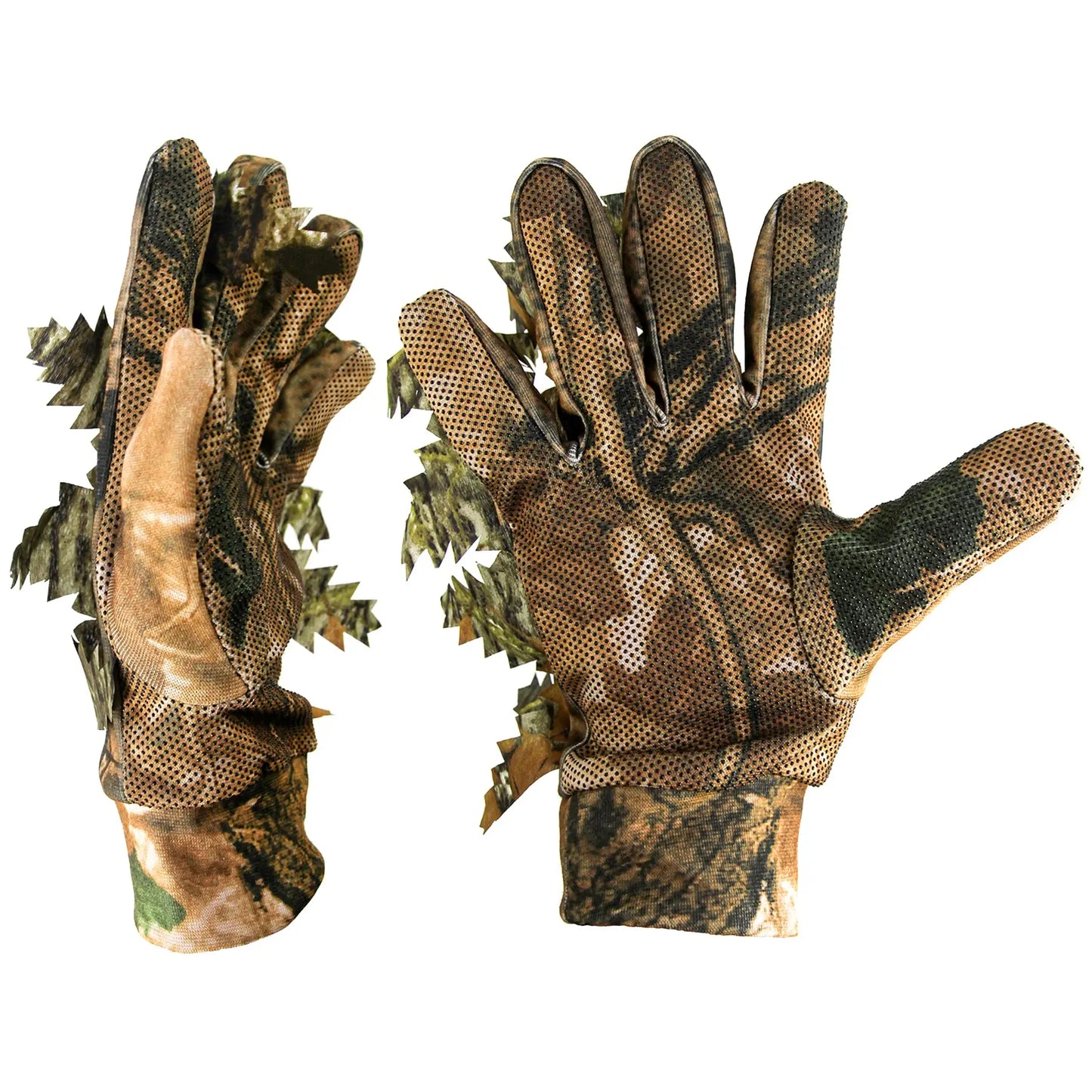 AQzxdc 3D Leafy Camo Hunting Gloves, Anti-Slip Full Finger Woodland Camouflage Tactical Lightweight Gloves for Turkey Hunting