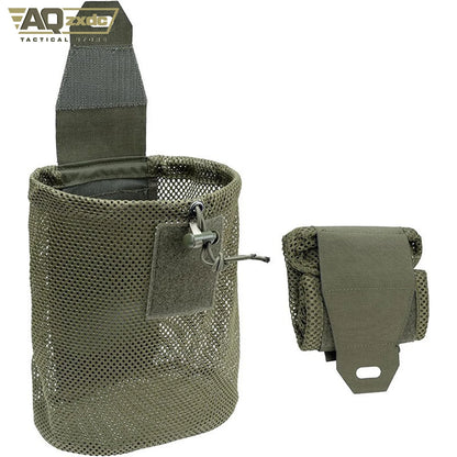 AQzxdc Tactical folding sundries storage waist bag MOLLE tactical mesh water bottle bag mesh recycling bag