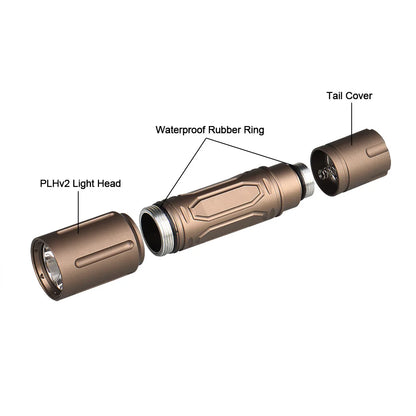 Hunting flashlight handheld head mounted flashlight luminous tube strong light LED flashlight 135mm Tan Flashlight gs15-0161