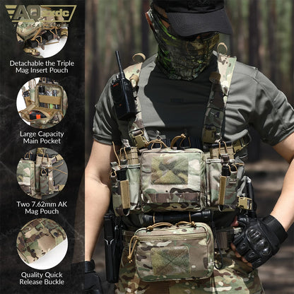 Tactical Chest Bag Full Set With Camouflage Quick-Release Bellyband And Protective Vest Mount PTG Tactical Chest Rig Vest Bag