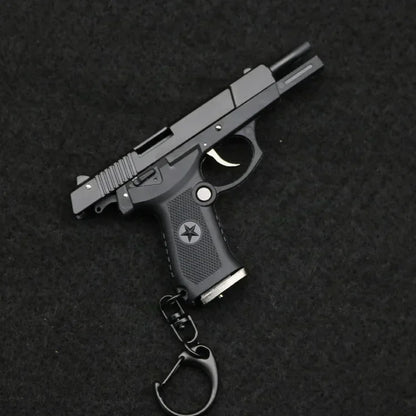 1: 3 Semi Alloy QSZ92 Gun Models Mini Metal Keychain Toys Detachable Toy Gun Ornament Pendant Fake Gun for Adult Gift