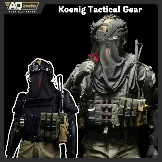 AQzxdc Tactical Cod Koenig Full Set of Restored Tactical Gear, Call of Duty 19 Koing Helmet Vest Pants for Airsoft Cosplay Game