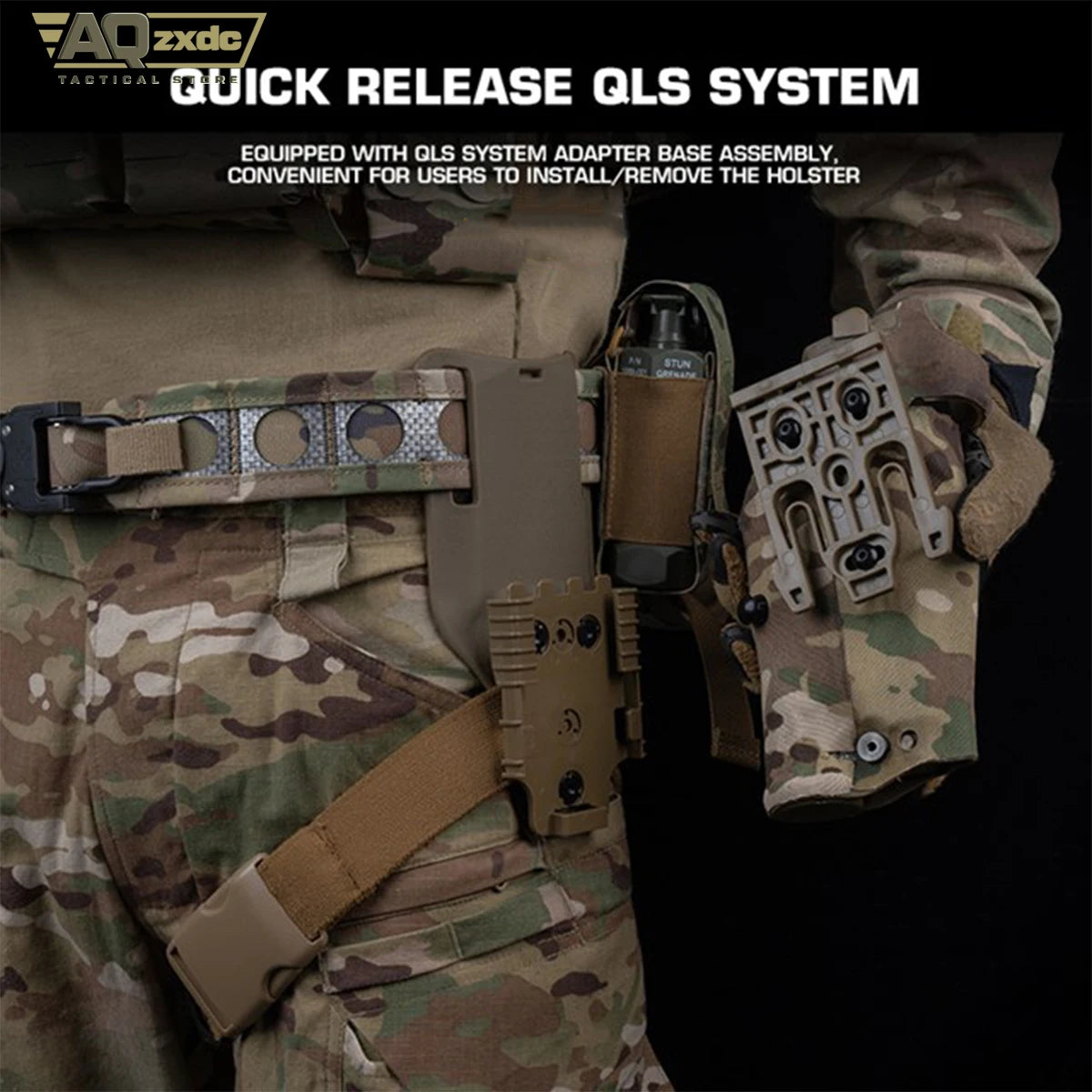 AQzxdc Military Left Hand Quick Holster, Tactical Hand Gun Drop Leg Thigh Pistol Holster  for Airsoft Glock 17 + X300 lamp