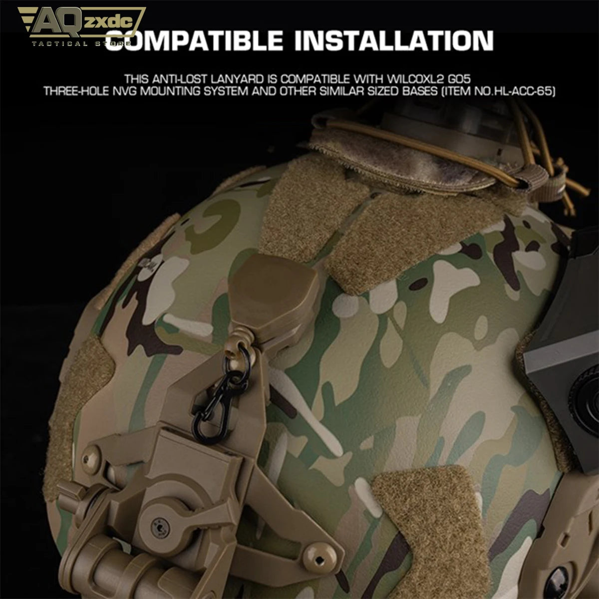 AQzxdc NVG Lanyard for 3-Hole Bracket mounting attaches securely Combat Helmet mounts - Prevents NVGs from Being Lost & Dropped