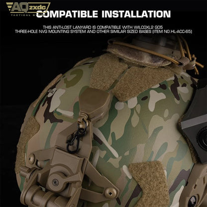 AQzxdc NVG Lanyard for 3-Hole Bracket mounting attaches securely Combat Helmet mounts - Prevents NVGs from Being Lost & Dropped