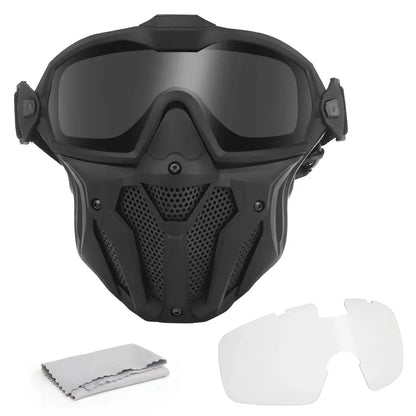 AQzxdc Tactical Airsoft Paintball Face Mask With Fan Breathable Anti-fog Full Face Mask Hunting Shooting Militar Protective Mask