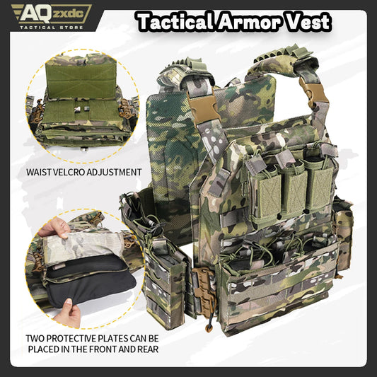 Tactacal Quick Release Camouflage Vest Tactical 1000D Outdoor Shooting Combat Tactical Armor Vest for Airsoft Paintball CS Game