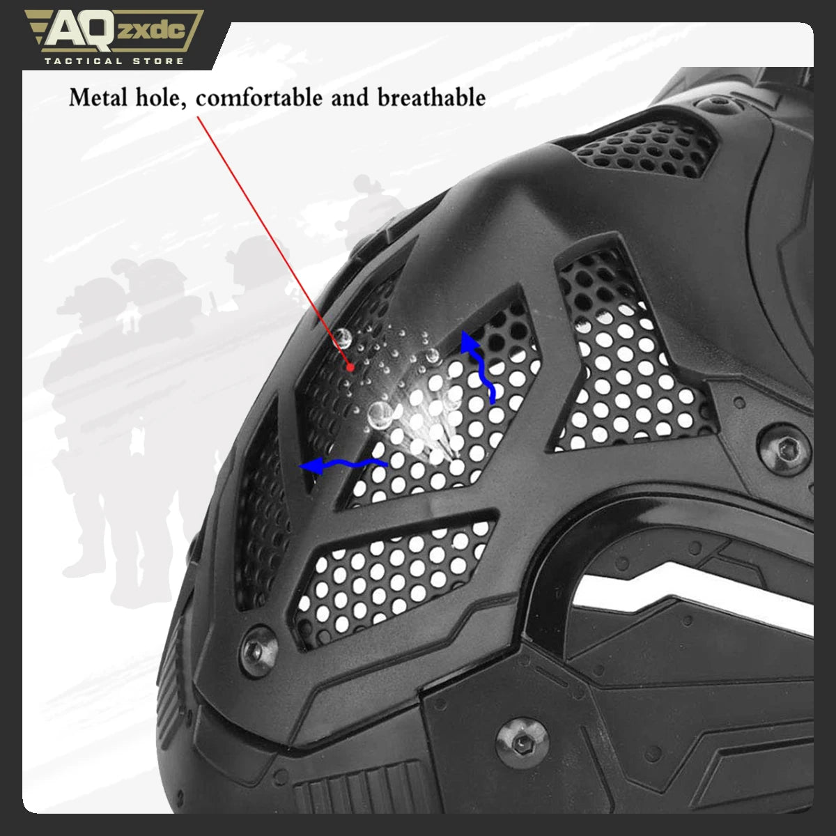 Tactical Protective Airsoft Mask Full Face Mask Dual Mode Wearing Design Adjustable Strap for Airsoft Paintball Game Movie Props