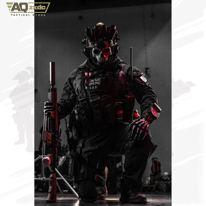 Airsoft Call of Duty 19 Cosplay Night Raid Ghost Helmet Set - Ghost Full face Mask & Includes headphones & Four-eye NVG Model