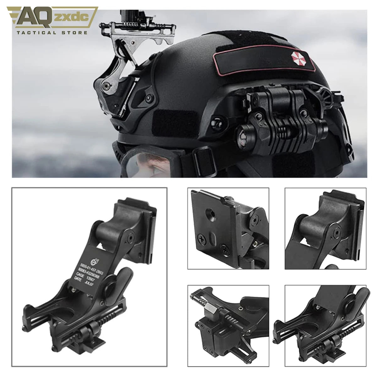 Airsoft Helmet Set, Tactical Goggles Helmet Light Signal Light Tactical Flashlight and Night Vision Goggle (Nvg) Mount Bracket