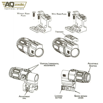 Hunting G33 Holographic Sight 3X Magnifier, w/Switch to Side Quick Detachable QD Mount for 558 Reflex Sight