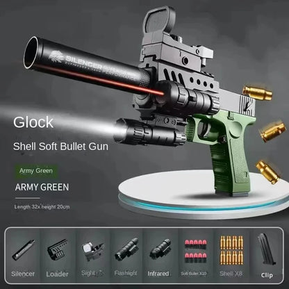 Black Toy Gun M1911 Shell Ejecting Pistol G17 Airsoft Empty Hanging Soft Bullet CS Weapon for Boys Gift