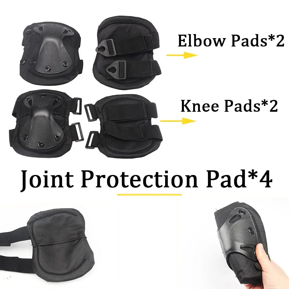 FAST Helmet, with Goggles, Flashlight, Flashing Lights, NVG Imitations, Knee and Elbow Pads, for Outdoor Games Airsoft Paintball