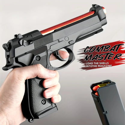 Shell Ejecting Toy Gun Mechanical M9a3 Continuous Fire Pistol Decompression Toy Empty Hanging Soft Bullet Toy Gun Gift