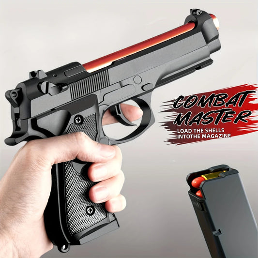 Shell Ejecting Toy Gun Mechanical M9a3 Continuous Fire Pistol Decompression Toy Empty Hanging Soft Bullet Toy Gun Gift