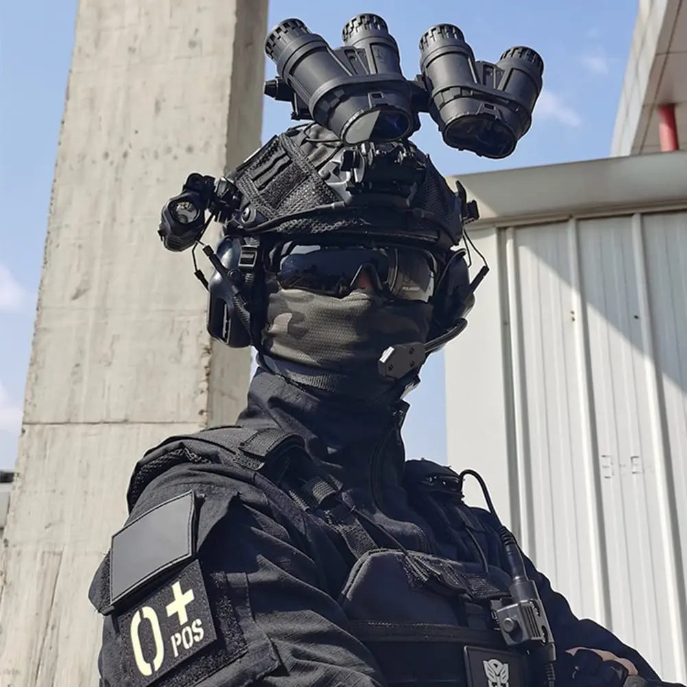 FAST Tactical Helmet Sets, with Tactical Headset and Telescope Model, Visor & Goggles, Flashlight, Signal Flashing Light, Mount