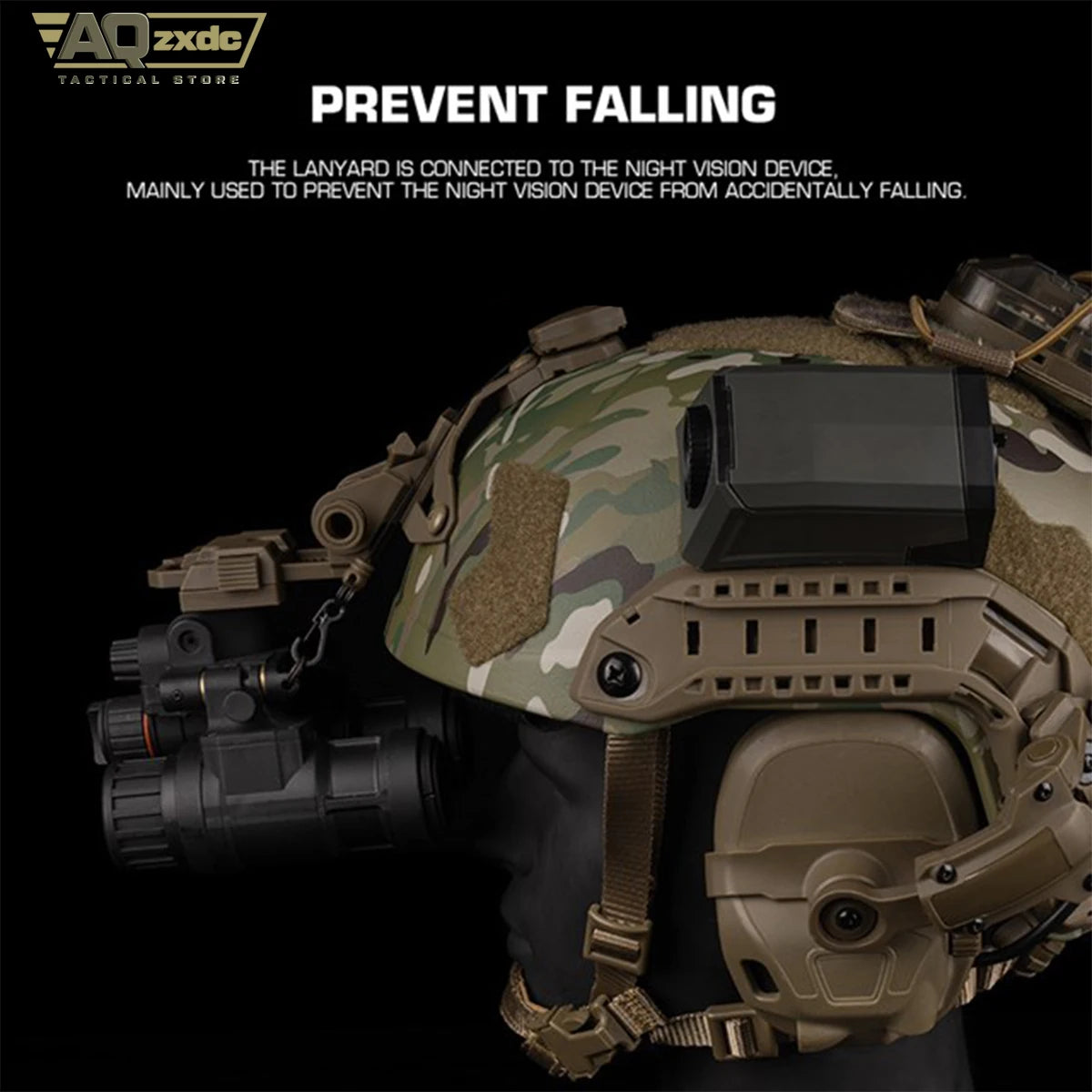 AQzxdc NVG Lanyard for 3-Hole Bracket mounting attaches securely Combat Helmet mounts - Prevents NVGs from Being Lost & Dropped