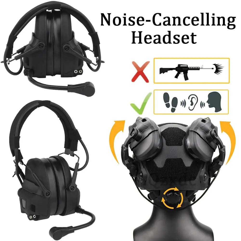 Military Assault Helmet Set, with C5 Tactical Earphone & Helmet Velcro & Binocular Night Vision Goggle & G24 Bracket for Airsoft