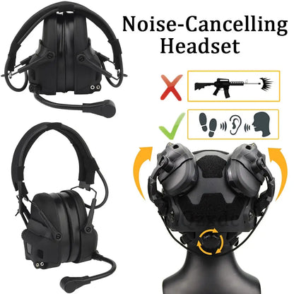 Military Assault Helmet Set, with C5 Tactical Earphone & Helmet Velcro & Binocular Night Vision Goggle & G24 Bracket for Airsoft