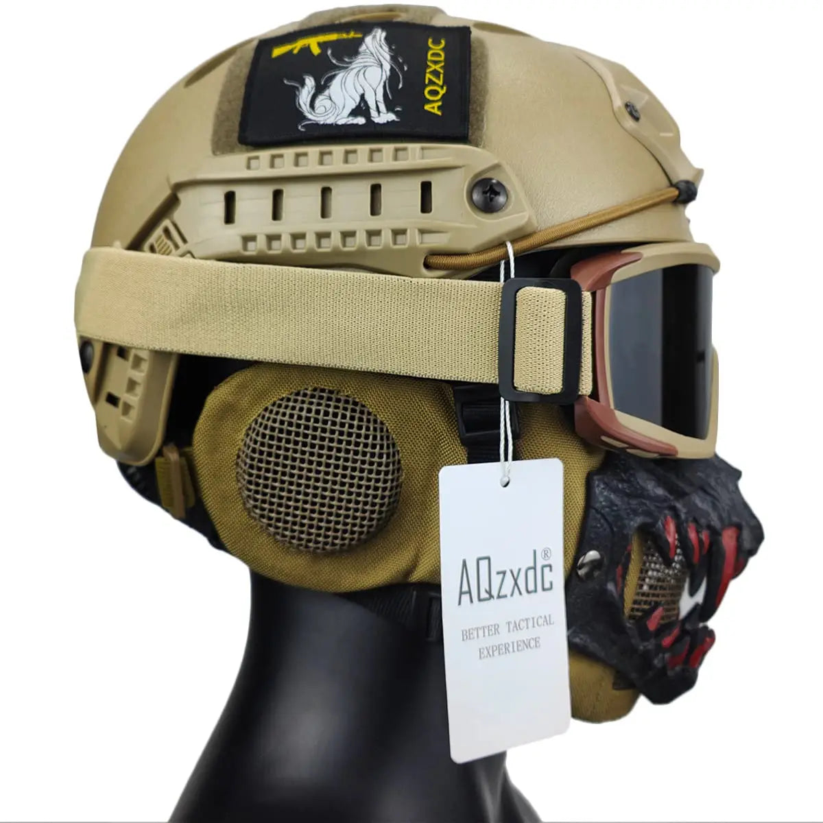 AQzxdc  Airsoft Military Helmet with Tactical Goggles And Steel Mesh Mask(With Ear Protective ) 6MM Super Thick Paintball Helmet