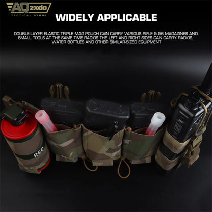 Outdoor Multifunctional Chest Strap Triple Mag Bag & Quick Release Radio Bag & Water Bottle Bag for Police on Auty Airsoft Game