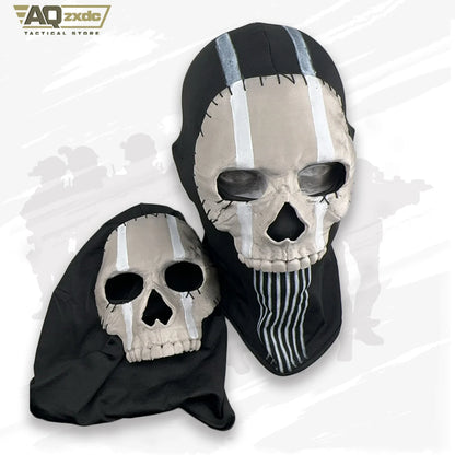 AQzxdc Cod Ghost Mask V2 Set - Tactical Head Mounted Headset - Ghost Gloves Airsoft COD Cosplay Airsoft Tactical Skull Full Mask