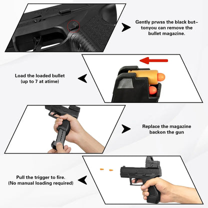 Empty Hanging Shell Ejecting Mini Toy Gun Soft Bullet Blaster with Scope Toy Black Pistol for Kids Boys Girls Gift