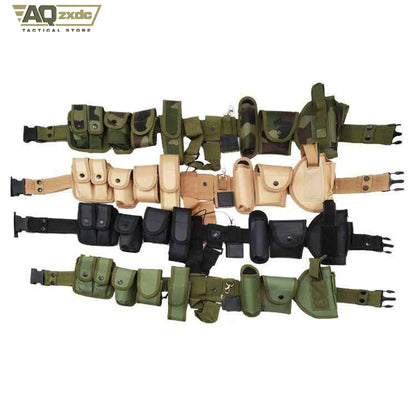 Children's Tactical Belt Set, Outdoor Modular Equipment System, Waist Belt with 9 Component Pockets for Police, Security Guard