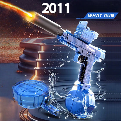 Electric Continuous Firing 2011 Water Gun Light Flashing Pistol Summer Outdoor Pool Spray Water Fights Gun for Adults Kids