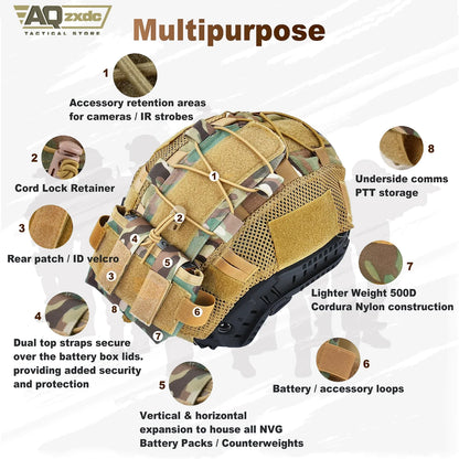 Tactical Helmet Cover for Fast Helmet Cover for Airsoft Helmet in Size M/L, MK2 Helmet NVG Battery Pack Case Counterweight Pouch