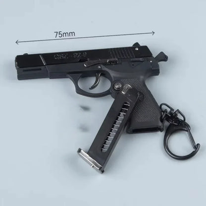 1: 3 Semi Alloy QSZ92 Gun Models Mini Metal Keychain Toys Detachable Toy Gun Ornament Pendant Fake Gun for Adult Gift