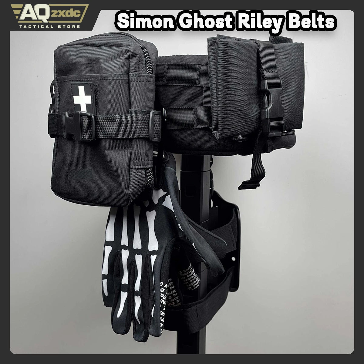 AQzxdc Simon Ghost Riley Full Set Of Tactical Belts Ghost Call Of Duty Cos Night Raid Ghost Waist Belt Props Wargame Equipment