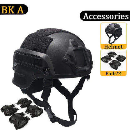 MICH2000 Kids Helmet, with Goggles, Flashlight, Flashing Lights, NVG Model, for Outdoor Games, Holiday Gifts, Christmas CS Game