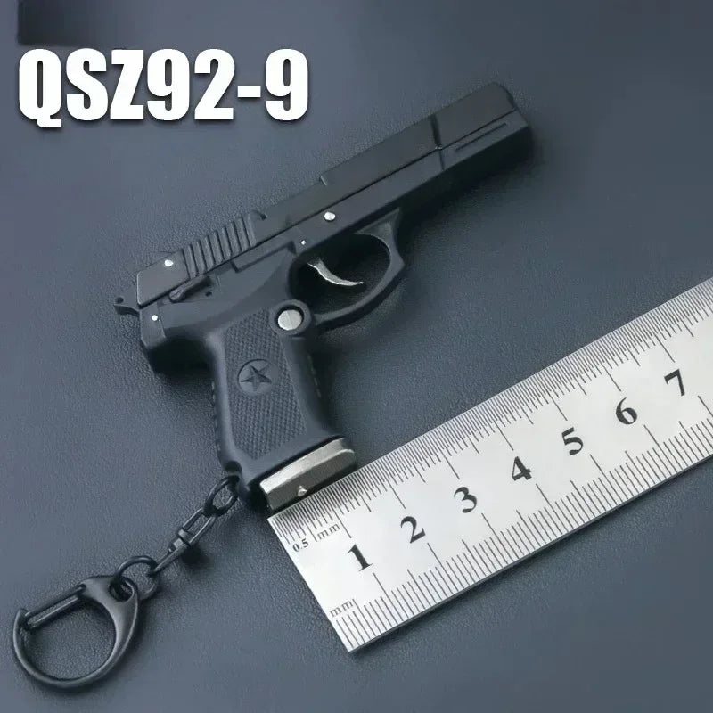 1:3 QSZ92 Toy Gun Model Semi Alloy Detachable Mini Gun Pistol Keychain Home Pendant Ornament for Boys Gift