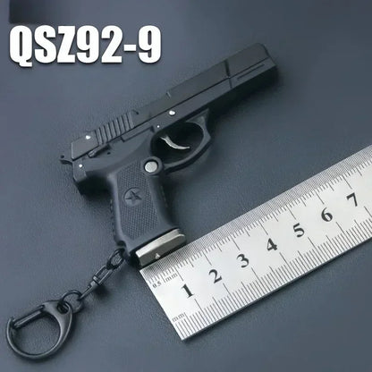 1:3 QSZ92 Toy Gun Model Semi Alloy Detachable Mini Gun Pistol Keychain Home Pendant Ornament for Boys Gift