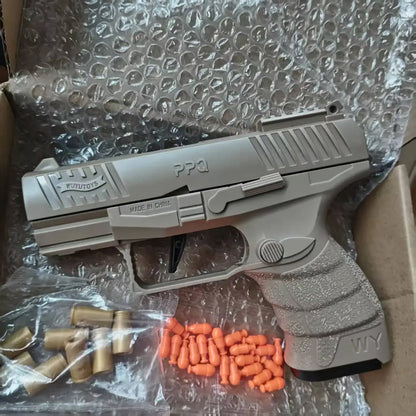 Mini Black Toy Gun PPQ Continuous Firing Shell Throwing Gun Model Soft Bullet Launcher BlowBack Airsoft Pistol for Kids
