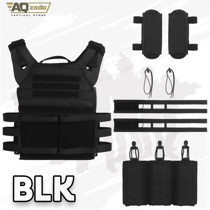 Tactical JPC2.0 Vest Set with R-type JPC Vest Shoulder Pad Cover & Double-Row Waist Seal & Molle Triple Elastic Functional Bag
