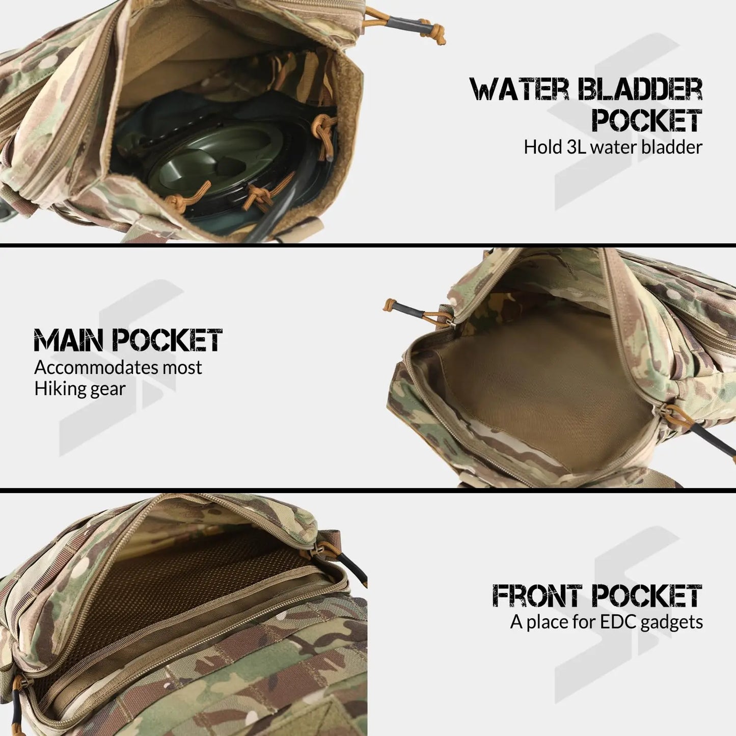 AQzxdc Military Gear Tactical Molle Hydration Pack 3L Hydration Carrier Pack Water Reservoir Bag for Molle Vest Backpack